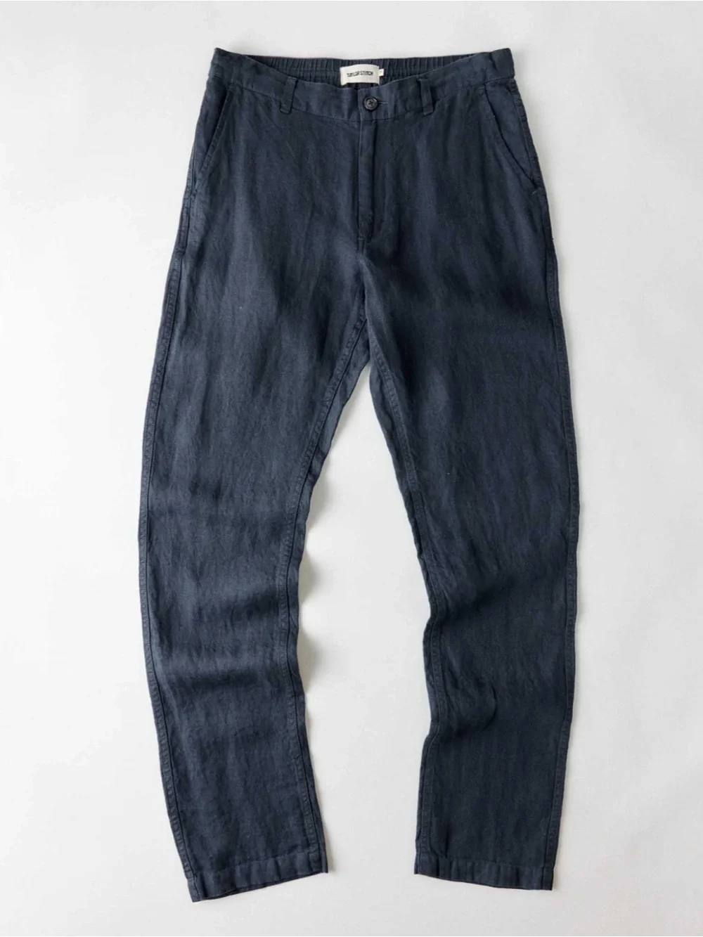 Taylor Stitch Easy Linen Pant Navy Straight Leg Tapered Ankle Minimalist-29